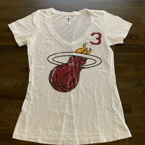 Miami Heat #3 Dwyane Wade 5th & Ocean white fitted women’s v neck tee shirt